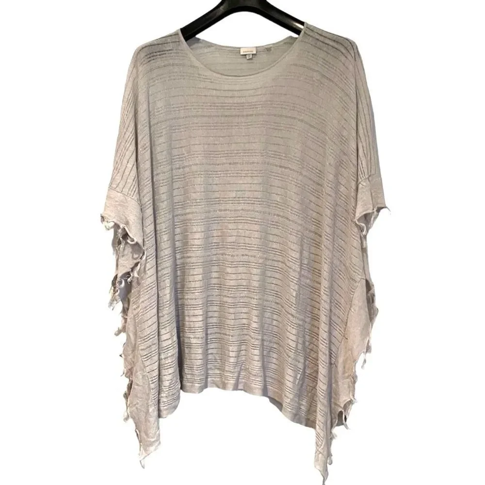 Kinross Fringe Openwork Linen Poncho One Size